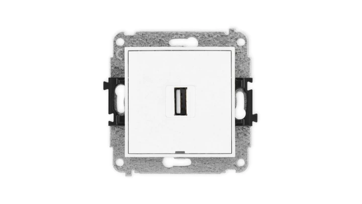 ICON Mechanizm gniazda pojedynczego USB A-A 2.0, bez pola opisowego biały IGUSBBO-1