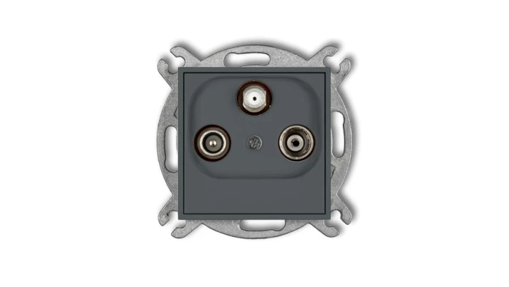 ICON Mechanizm gniazda abonenckiego RTV-SAT końcowego (2 wejścia antenowe) grafitowy mat 28IGST