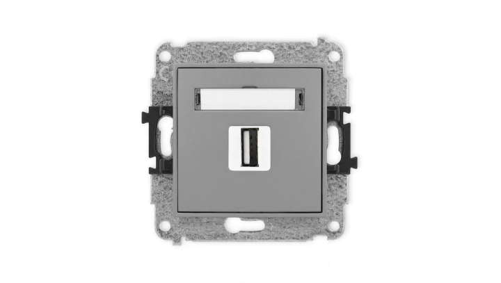ICON Mechanizm gniazda pojedynczego USB A-A 2.0 szary mat 27IGUSB-1