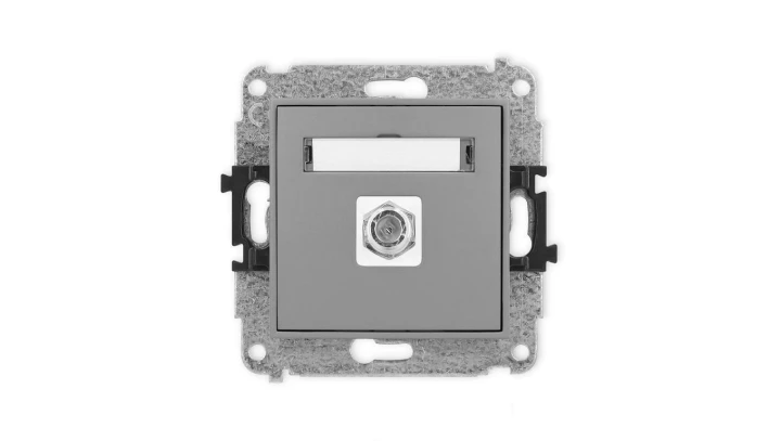 ICON Mechanizm gniazda antenowego pojedynczego typu F (SAT) niklowany szary mat 27IGF-1