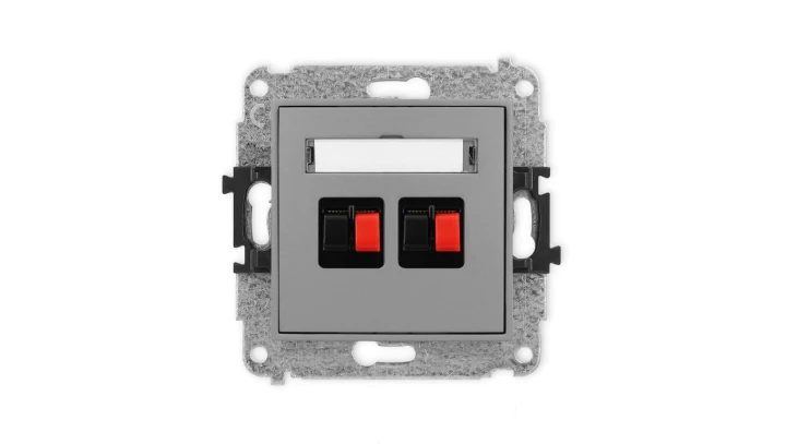 ICON Mechanizm gniazda głośnikowego podwójnego szary mat 27IGG-2