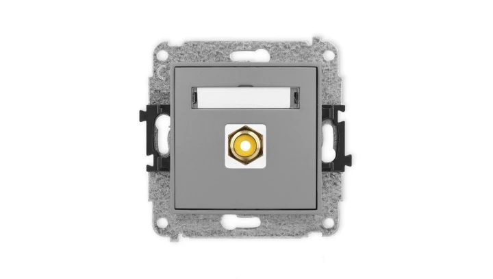 ICON Mechanizm gniazda pojedynczego RCA (typu cinch - żółty, pozłacany) szary mat 27IGRCA-1