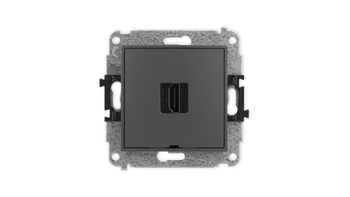 ICON Mechanizm gniazda pojedynczego HDMI 2.0, bez pola opisowego grafitowy mat 28IHDMIBO-3