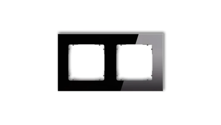 ICON Ramka uniwersalna podwójna kwadratowa - efekt szkła (ramka: czarna spód: grafitowy mat) 12-28-IRSK-2