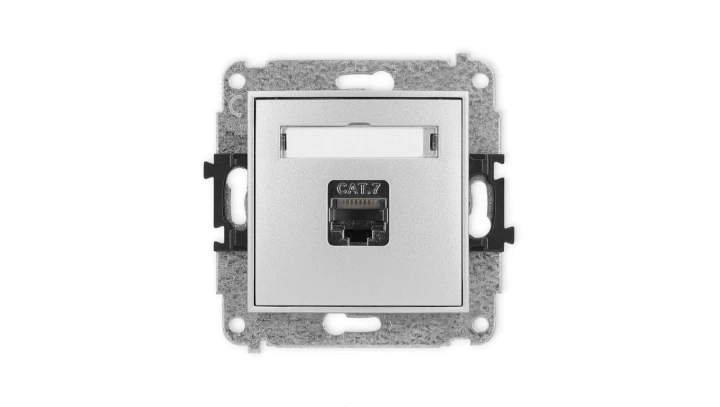 ICON Mechanizm gniazda komputerowego pojedynczego 1xRJ45, kat. 7, ekranowane, 8-stykowy srebrny metalik 7IGK-9