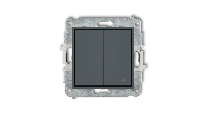 ICON Mechanizm łącznika jednobiegunowego ze schodowym (wspólne zasilanie) grafitowy mat 28IWP-10.1