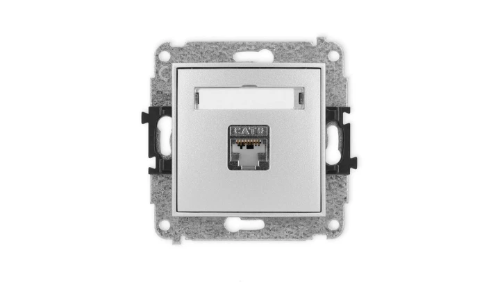 ICON Mechanizm gniazda komputerowego pojedynczego 1xRJ45, kat. 5e, ekranowane, 8-stykowy srebrny metalik 7IGK-1e