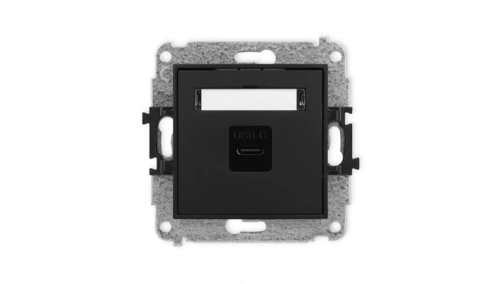 ICON Mechanizm gniazda pojedynczego 1xUSB C-C czarny mat 12IGUSB-7