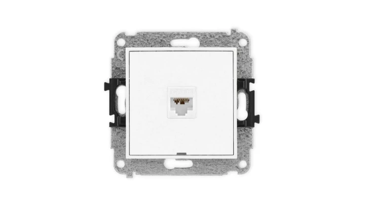 ICON Mechanizm gniazda komputerowego pojedynczego 1xRJ45, kat. 6A, 8-stykowy, bez pola opisowego biały mat 25IGKBO-7