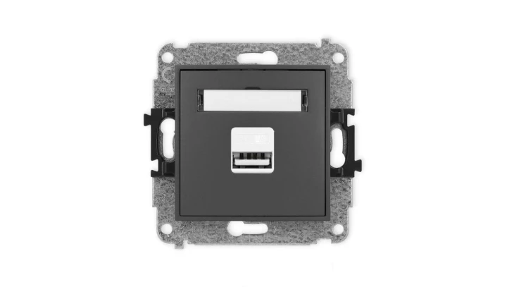 ICON Mechanizm ładowarki USB pojedynczej, 5V, 2A grafitowy mat 28ICUSB-3