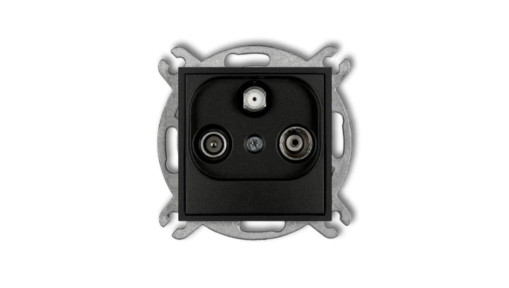 ICON Mechanizm gniazda abonenckiego RTV-SAT przelotowego 10dB czarny mat 12IGSP