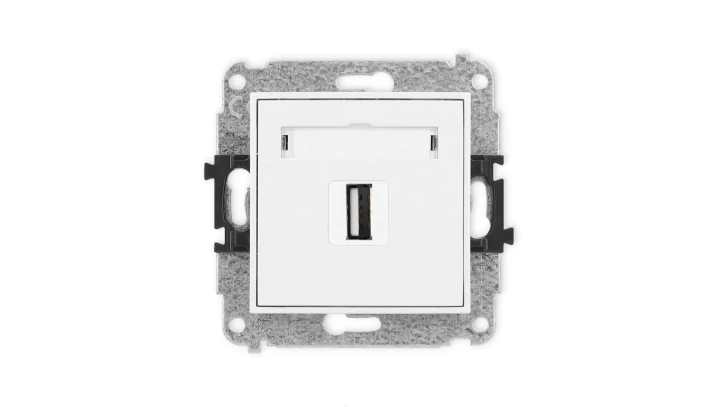 ICON Mechanizm gniazda pojedynczego USB A-A 2.0 biały mat 25IGUSB-1