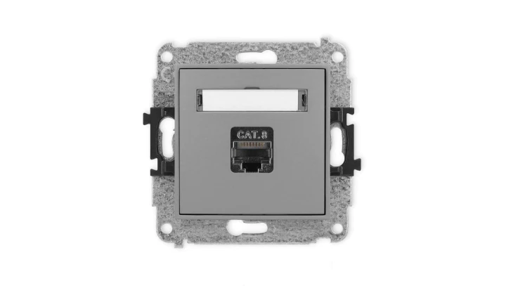 ICON Mechanizm gniazda komputerowego pojedynczego 1xRJ45, kat. 8, ekranowane, 8-stykowy szary mat 27IGK-11