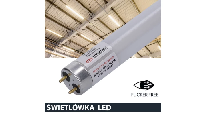 Świetlówka led T8 G13 90cm 15W 3000K 1550lm PC Prescot Flicker free