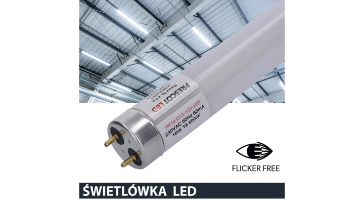 Świetlówka led T8 G13 120cm 18W 6000K 2150lm PC Prescot Flicker free