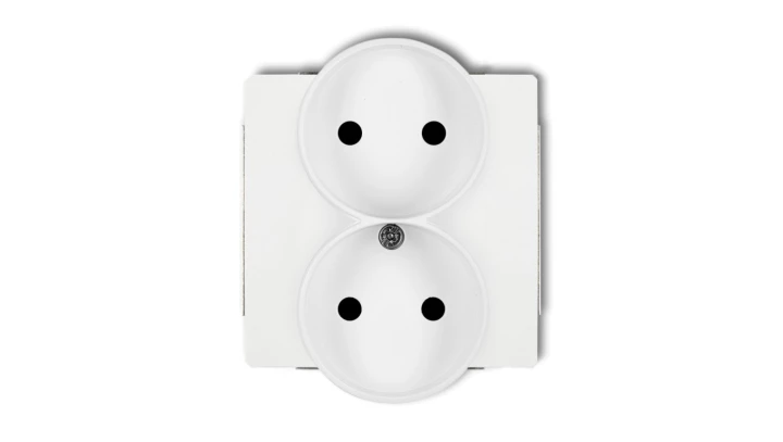 DECO Mechanizm gniazda podwójnego do ramki bez uziemienia 2x2P (przesłony torów prądowych), biały mat 25DGPR-2p