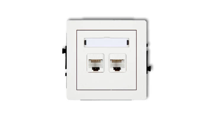 DECO Mechanizm gniazda komputerowego podwójnego 2xRJ45, kat. 6, 8-stykowy, biały mat 25DGK-4