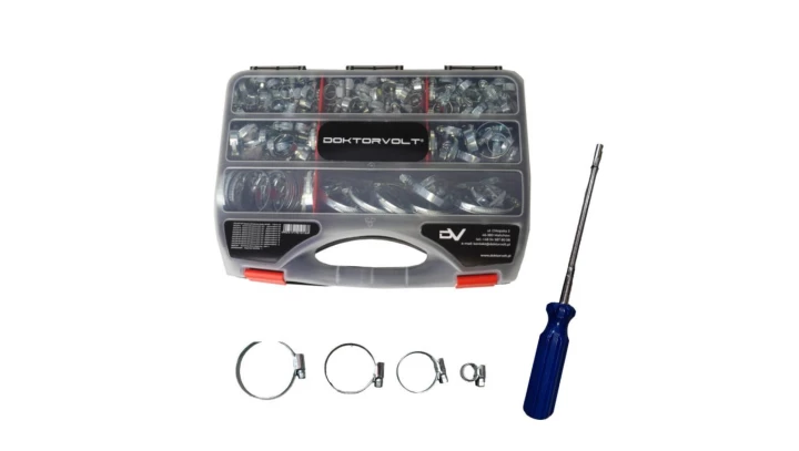 Mały zestaw obejm opasek ślimakowych z elastycznym kluczem GDC/S/W1 232 elem. 0188