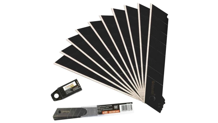 Ostrze łamane czarne 18mm stal SK5 - 10 sztuk Schmith