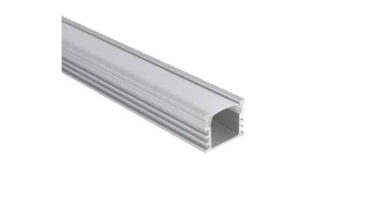 Profil LED natynkowy anod. aluminium 2m z kloszem, zaślepkami i uchwytami, dla taśm do 10mm, wysoki
