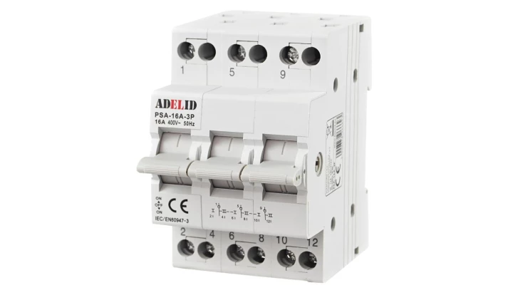 PRZEŁĄCZNIK ZASILANIA SIEĆ-AGREGAT 3P 16A 1-0-2 PSA-16A-3P
