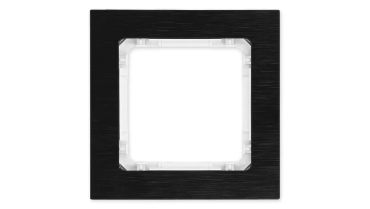 DECO Ramka uniwersalna pojedyncza - aluminium szczotkowane (ramka: czarna spód: biały) 12-0-DRA-1