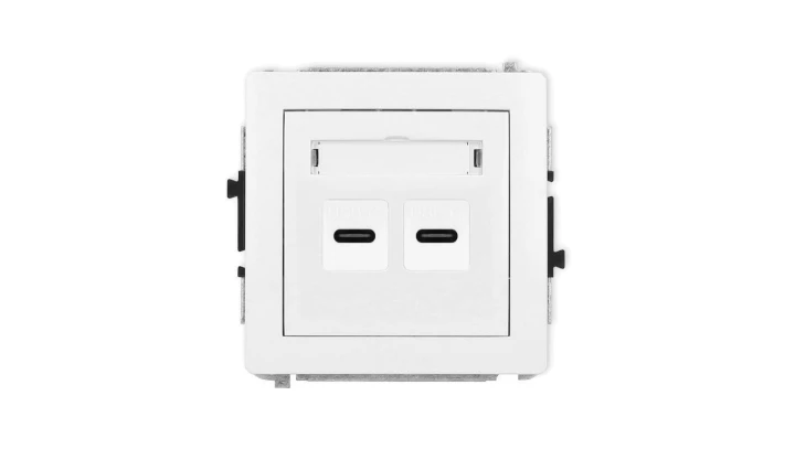 DECO Mechanizm ładowarki USB podwójnej 2xUSB C, 20W max., biały mat 25DCUSB-7