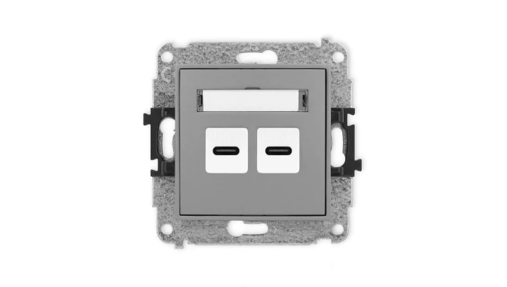 MINI Mechanizm ładowarki USB podwójnej 2xUSB C, 20W max., szary mat 27MCUSB-7