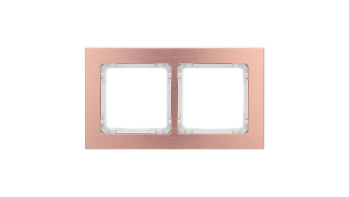 DECO Ramka uniwersalna podwójna - aluminium szczotkowane (ramka: kolor miedziany spód: biały) 9-0-DRA-2