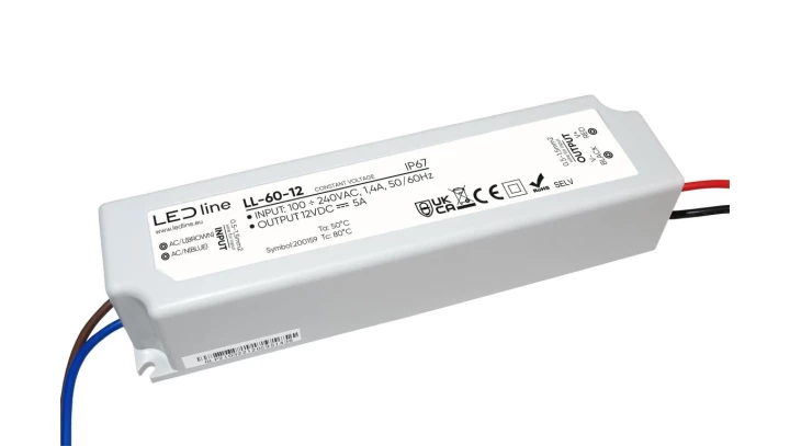 Zasilacz do taśm LED line PRIME 60-12 wodoszczelny IP67 12V 60W 5 lat gwar.