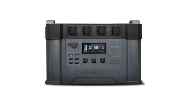 Przenośna stacja zasilania 1500Wh, 4x AC 2000W, USB 5V 3A, 9V 2A, 12V 1,5A, USB-C 5V 5A, 9V 5A, 15V 5A, 20V 5A Allpowers S2000