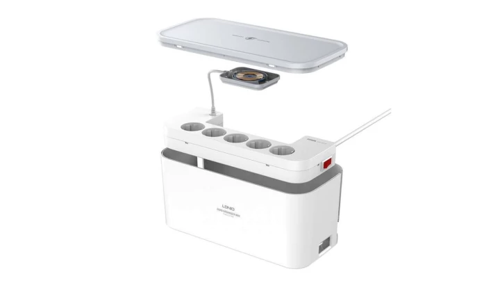 Listwa zasilająca z organizerem, 5x AC, 3x USB, LDNIO SN5309W, 2500W (biała)