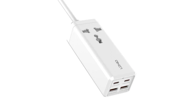 Listwa zasilająca z 1 gniazdem AC, 2x USB, 2x USB-C LDNIO SC1418, EU/US, 2500W (biała)