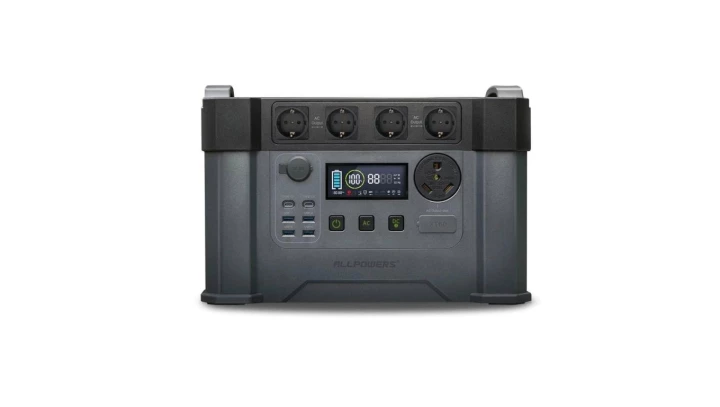 Przenośna stacja zasilania 1500Wh, 4x AC 2400W, 1x RV 30A, 2x USB-A 5V/3A, 9V/2A, 12V/1.5A, USB-C 100W Allpowers S2000 PRO