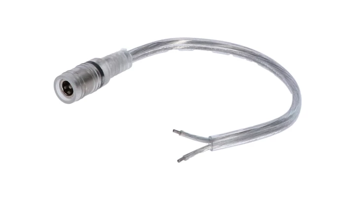 Gniazdo DC 5.5x2.1 przewód przeźroczysty 15cm 18awg