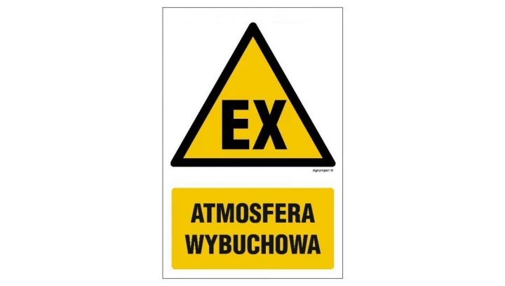 ZNAK - GF036 Atmosfera wybuchowa 10 x 15 cm FN - Folia samoprzylepna