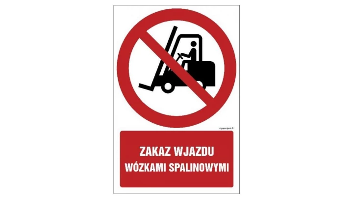 ZNAK - GC006 Zakaz wjazdu wózkami spalinowymi - opakowanie 10 sztuk 5 x 7,5 cm TS - Płyta TD foto.