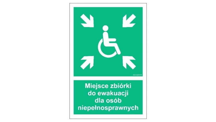 ZNAK - AF024 Miejsce zbiórki do ewakuacji dla niepełnosprawnych 25 x 37,5 cm PS - Płyta 1mm foto.