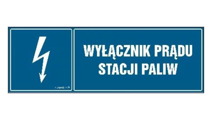 ZNAK - HH020 Wyłącznik prądu stacji paliw 30 x 10 cm FN - Folia samoprzylepna