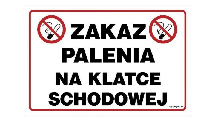 ZNAK - NC108 Zakaz palenia na klatce schodowej 30 x 20 cm FN - Folia samoprzylepna