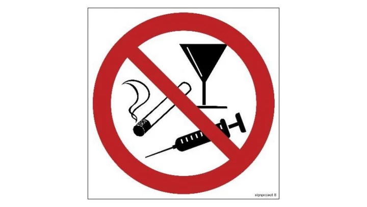 ZNAK - GB050 Zakaz stosowania używek 35 x 35 cm FS - Folia samoprzylepna foto.