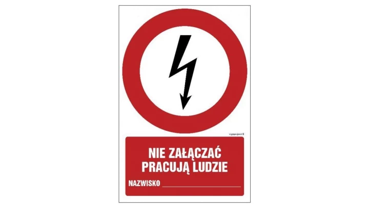 ZNAK - GC045 Nia załączać pracują ludzie Nazwisko ... 15 x 22,5 cm KS - Folia podłogowa foto.