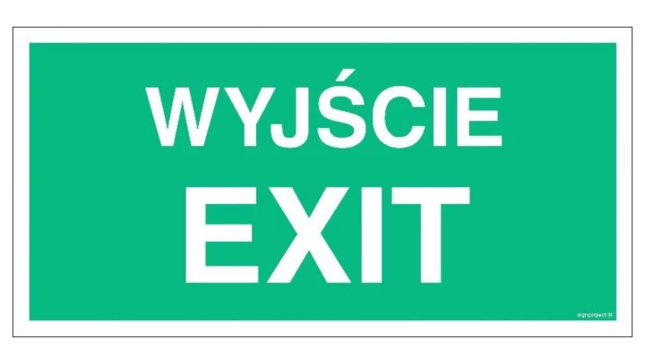ZNAK - AC001 Wyjście / EXIT 20 x 10 cm KS - Folia podłogowa foto.