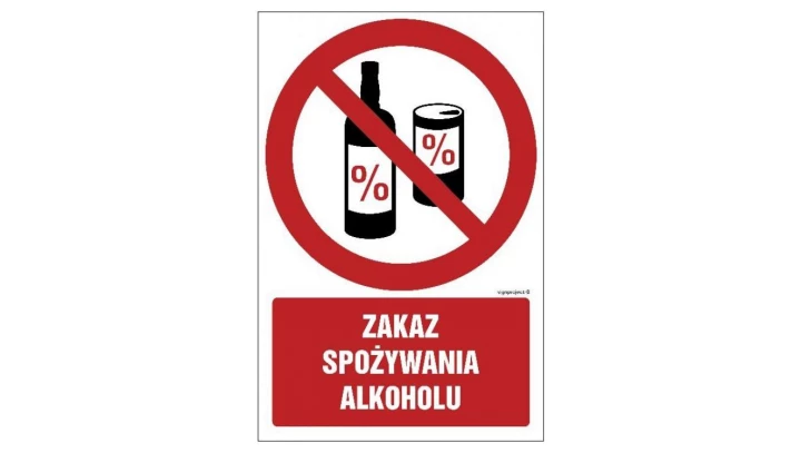 ZNAK - GC031 Zakaz spożywania alkoholu 15 x 22,5 cm FS - Folia samoprzylepna foto.