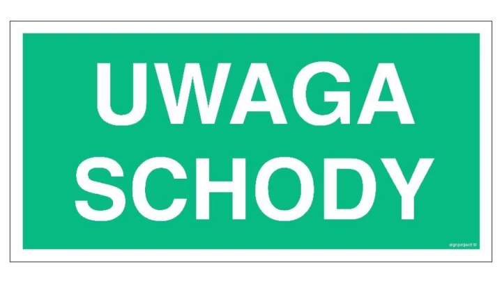 ZNAK - AC037 Uwaga schody 60 x 30 cm KS - Folia podłogowa foto.