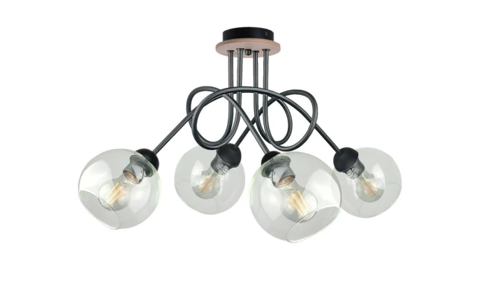 Lampa sufitowa nowoczesna 4xE27 EVIE BLACK/WOOD
