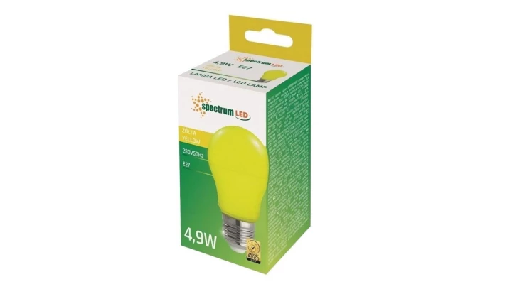 Żarówka LED E27 230V 4,9W GLS żółta