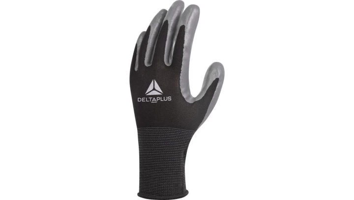 Rękawica dziana z poliamidu - strona chwytna z nitrylu VV712NO, kolor: czarno-szary, rozmiar: 9 / VV712NO09