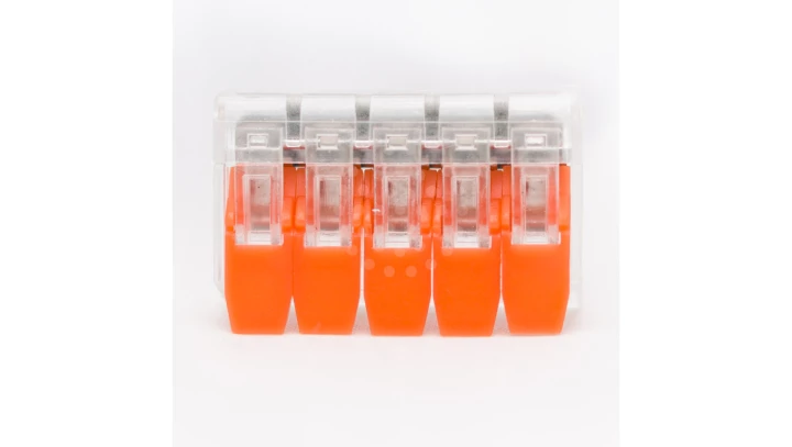 Szybkozłączka 5x0,2-4mm2 z dźwigniami transparentna - 100 szt.