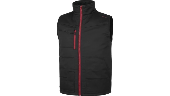 Kamizelka z wieloma kieszeniami z poliestru/bawełny STOCKTON3, kolor: czarno-czerwony, rozmiar: XXL / STOC3NRXX